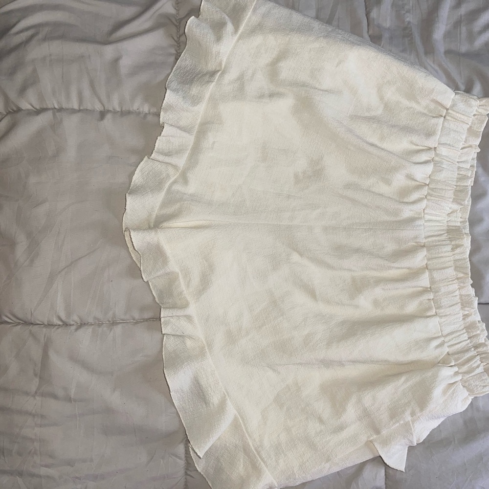 White Ruffled Mini Skort